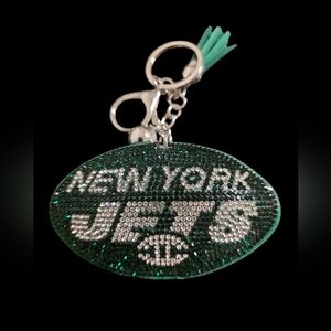 New York Jets Rhinestone Bsg Charm Keychain